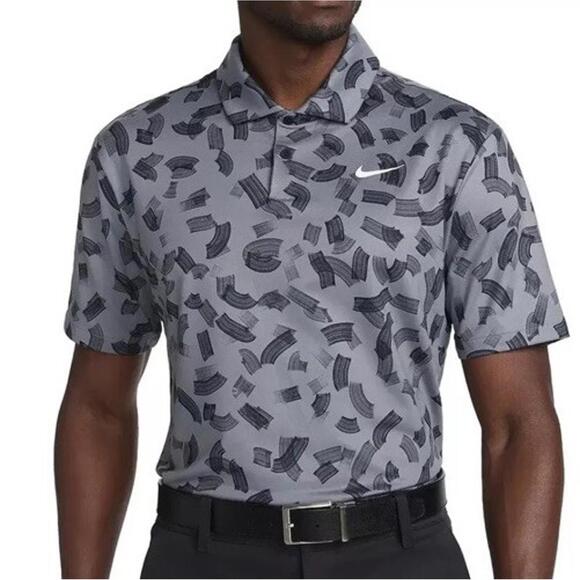 Nike Other - Nike Tour Dri-FIT Rake Lines All Over Print Golf Polo Smoke Grey Sz S FD5735-070